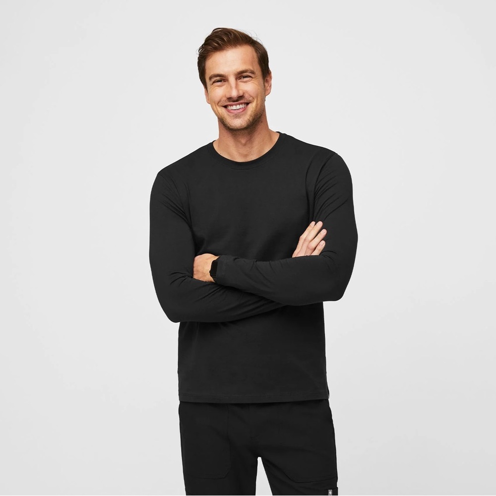 FIGS Supersoft Underscrub Long Sleeve Scrub Top Black Pima Cotton Mens XL